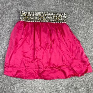 Bebe Mini Skirt Women’s Small Pink Back Zip Lined Embellished Studded Y2K